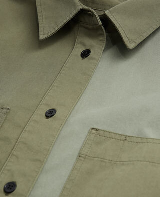 The Kooples F OLIVE NIGHT khaki patchwork denim shirt
