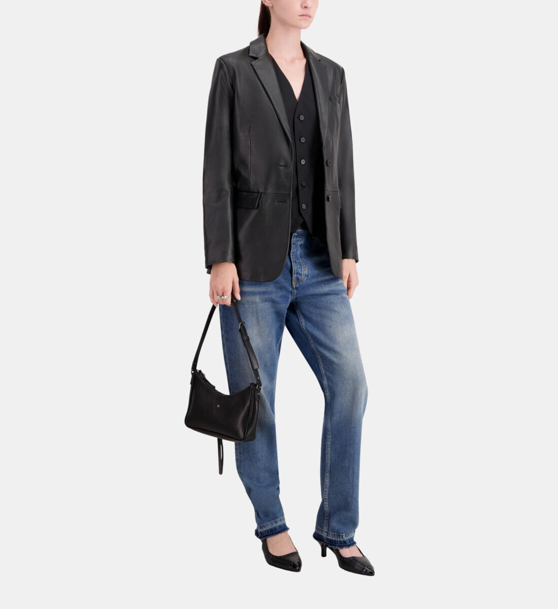 Veste tailleur cuir sales