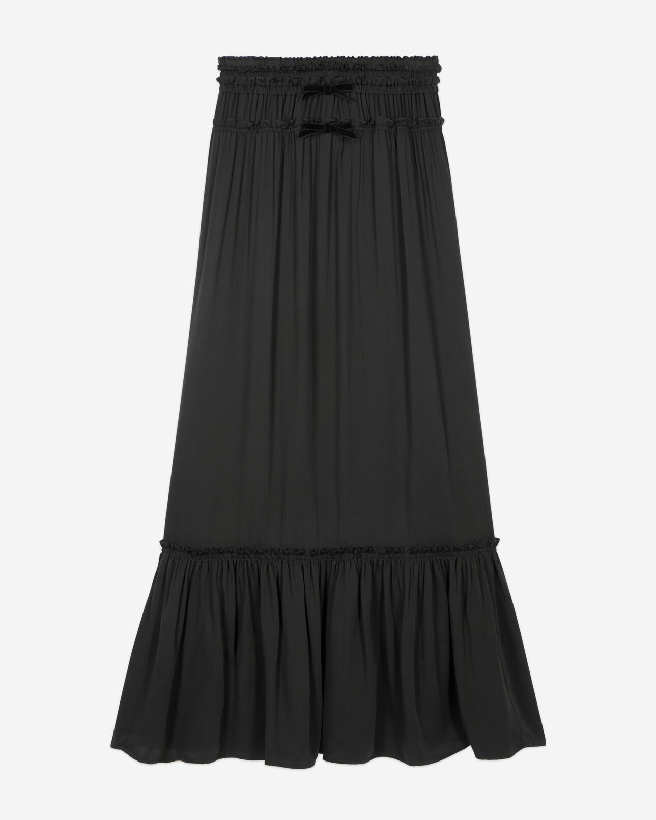The Kooples WOMEN BLACK long black skirt with bows
