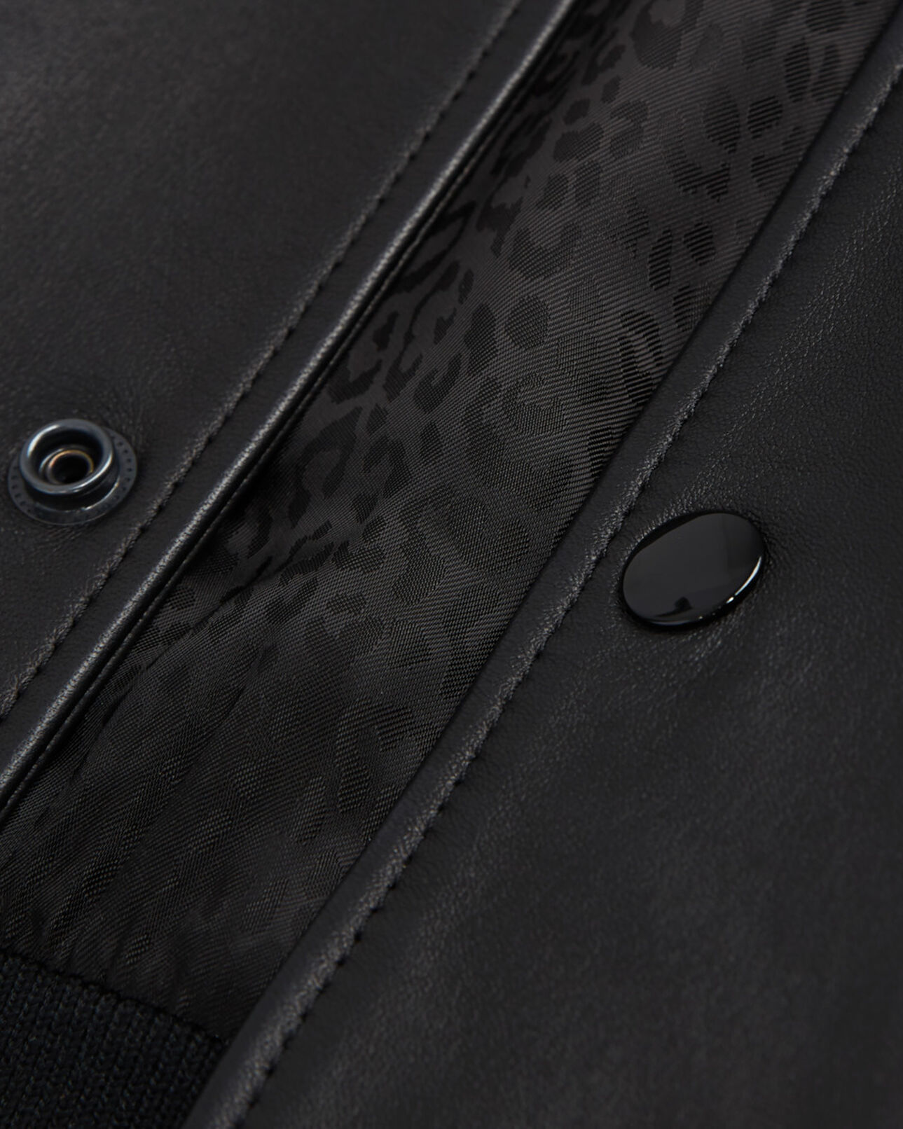 The Kooples HERREN BLACK lederjacke mit futter mit leopardenmotiv