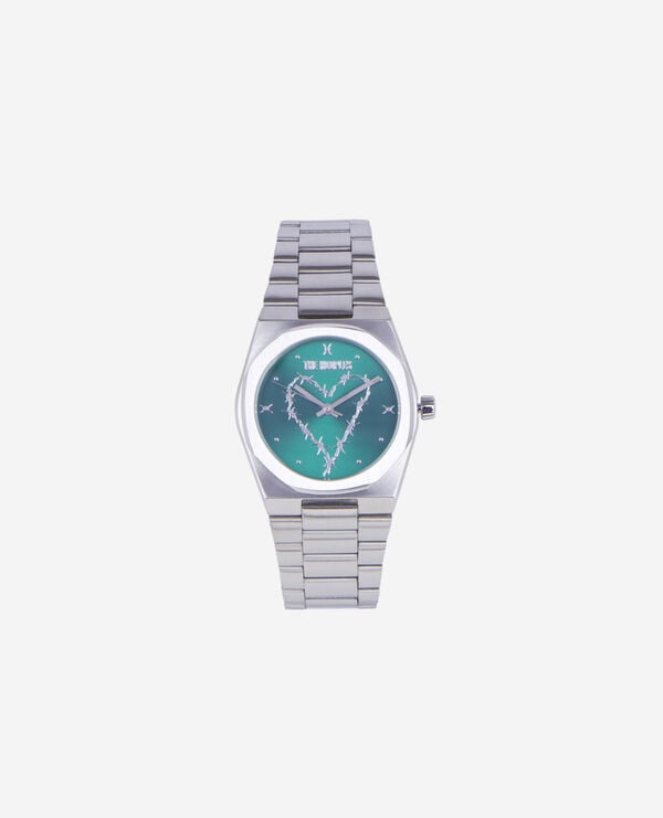 The Kooples MIXED SILVER silver heart watch with green dial
