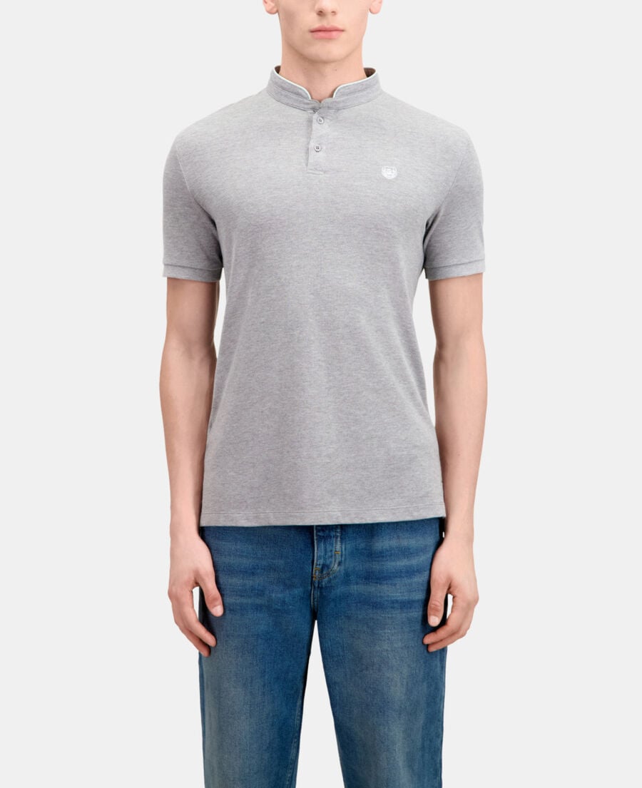 The Kooples MEN GREY / GREEN grey cotton polo t-shirt