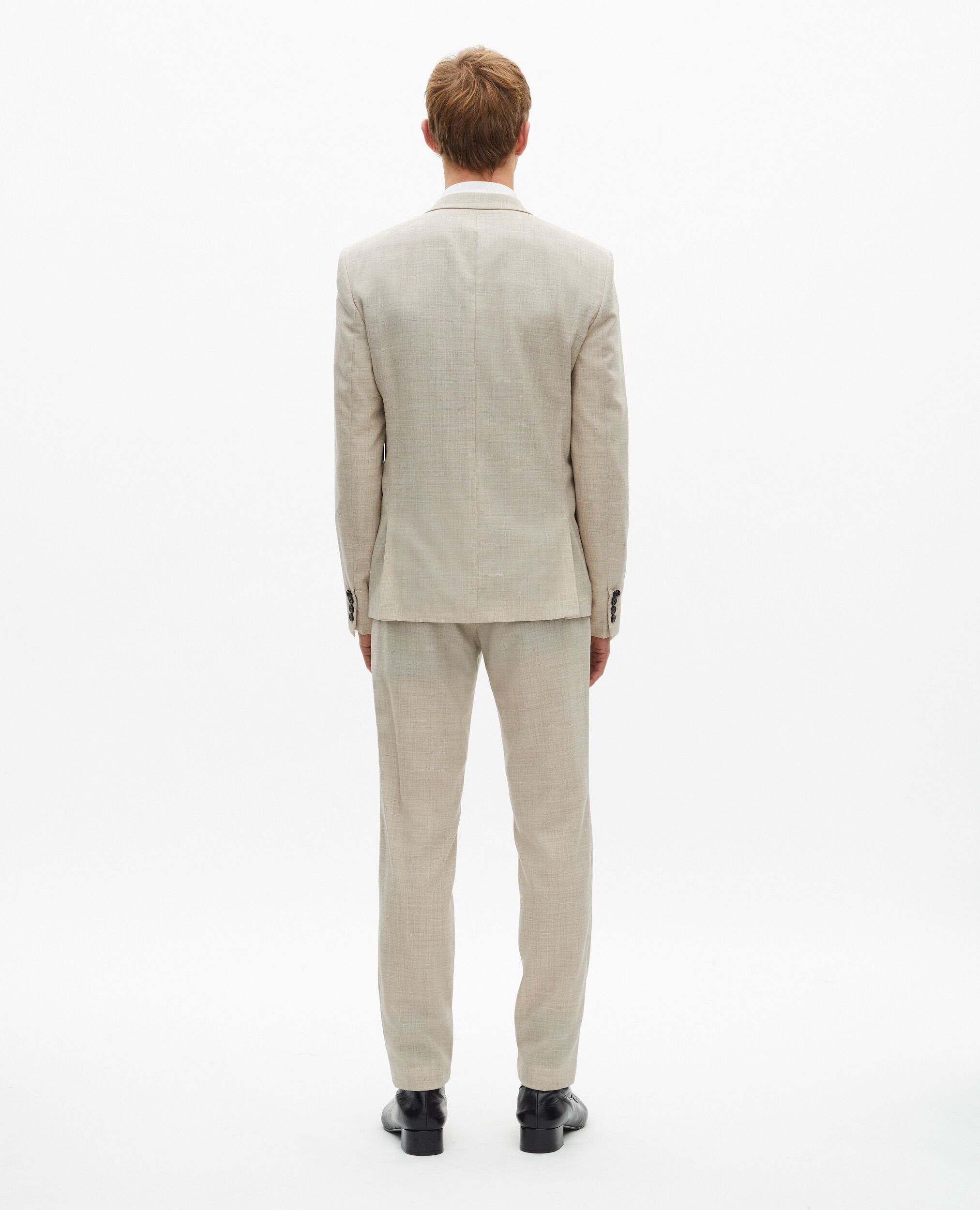 Beigefarbene, schmal geschnittene Anzugjacke aus Wolle, BEIGE, hi-res image number null