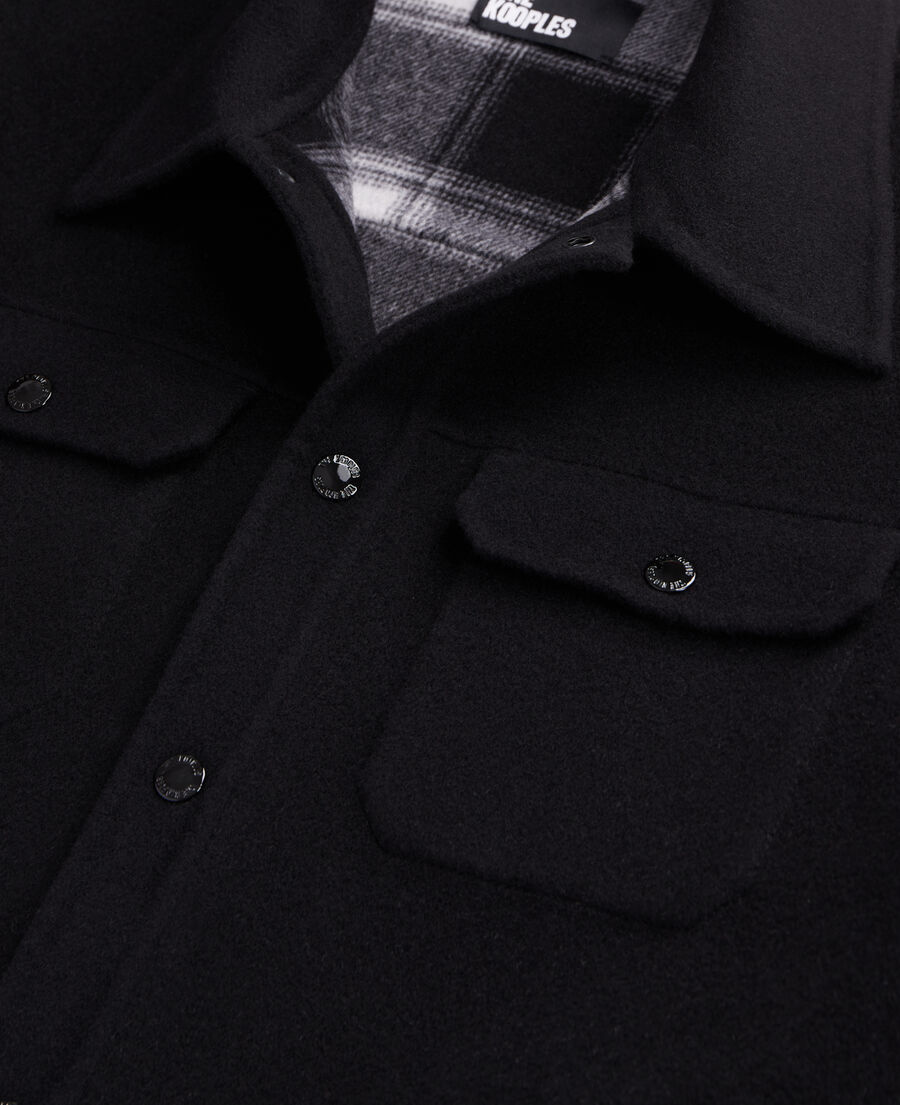 The Kooples HOMBRE BLACK chaqueta sobrecamisa mezcla lana cuadros