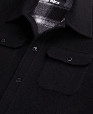The Kooples HOMBRE BLACK chaqueta sobrecamisa mezcla lana cuadros