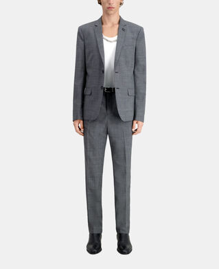 The Kooples HOMME BLACK-ECRU veste de costume noire en laine &agrave; micro motifs