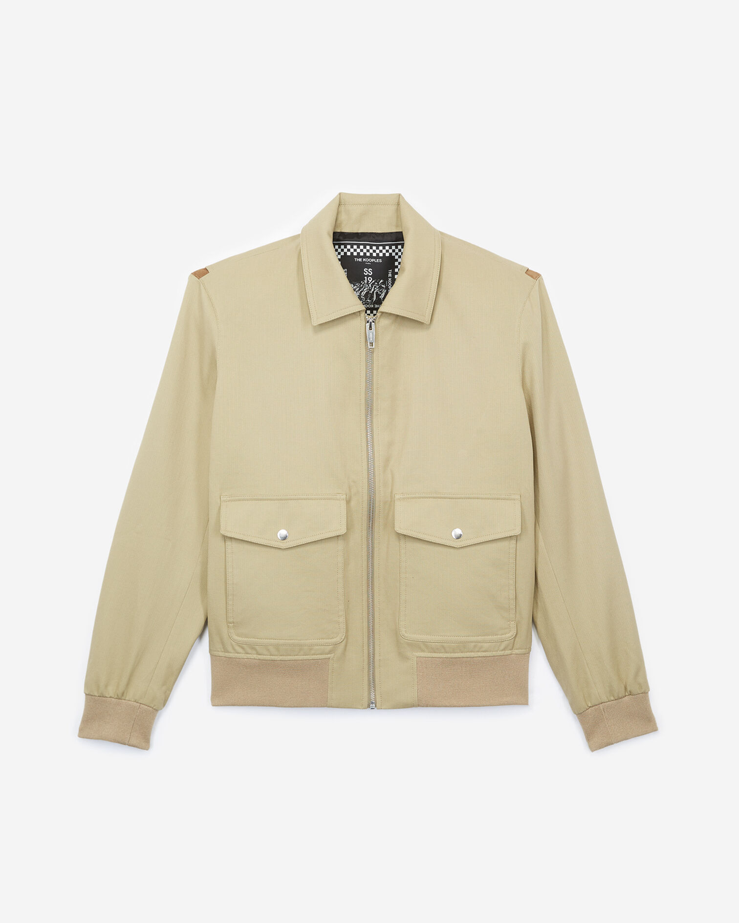Beiger Blouson mit Reißverschluss und Einsatz mit lederdetail, BEIGE, hi-res image number null