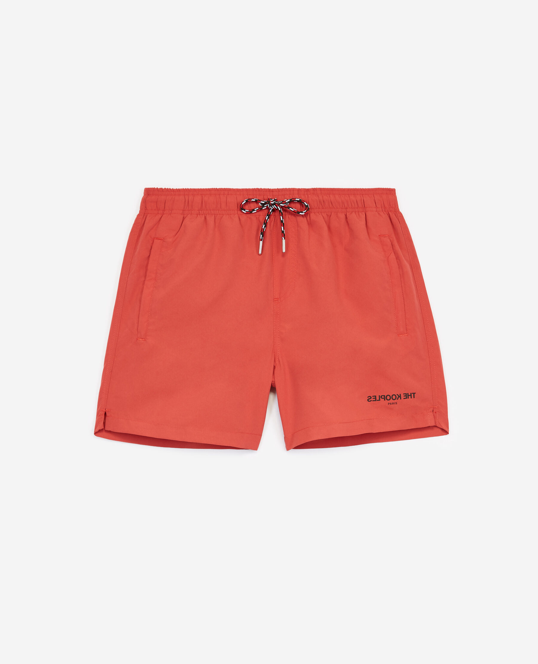 Coral orange swim shorts w The Kooples logo