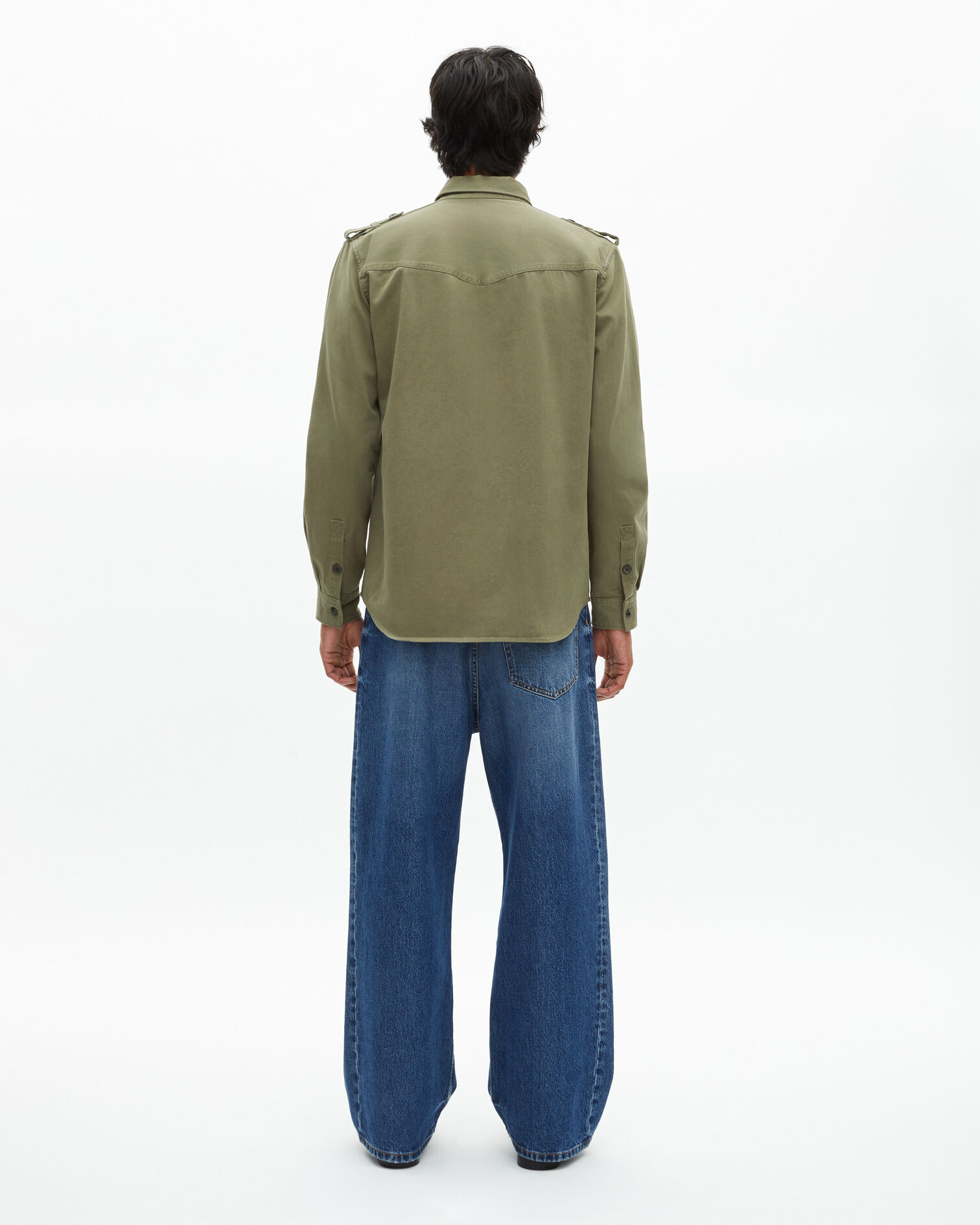 Khaki officer style overshirt, OLIVE NIGHT, hi-res image number null