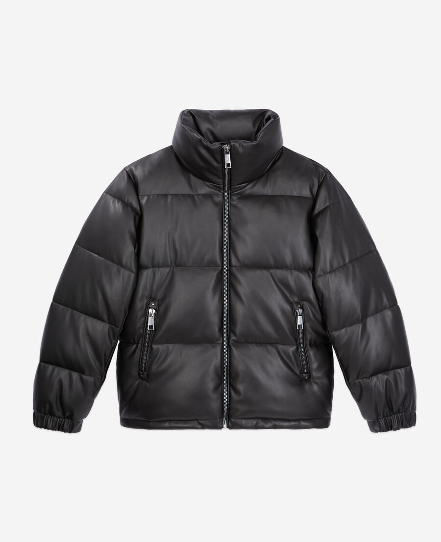 The Kooples F BLACK black faux leather puffer jacket