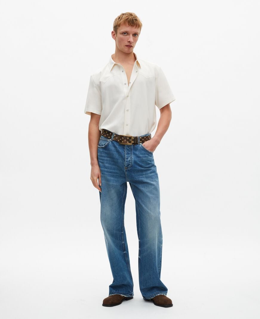 The Kooples HERREN ECRU weißes kurzärmeliges hemd
