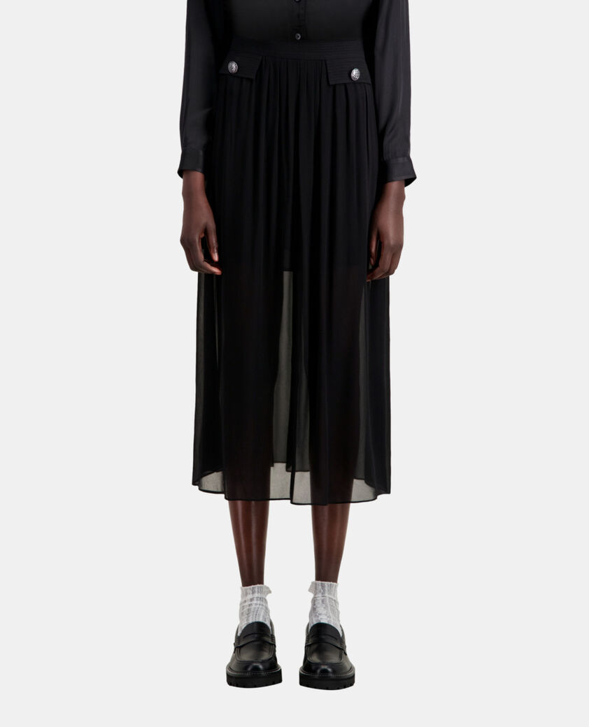 The Kooples FEMME BLACK jupe longue noire avec poches