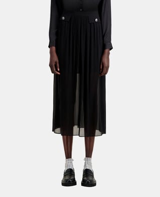 The Kooples DAMEN BLACK langer, schwarz rock mit taschen