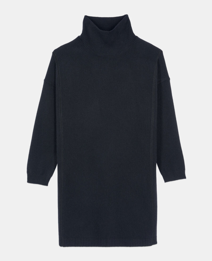 The Kooples FEMME BLACK robe pull courte en cachemire noir
