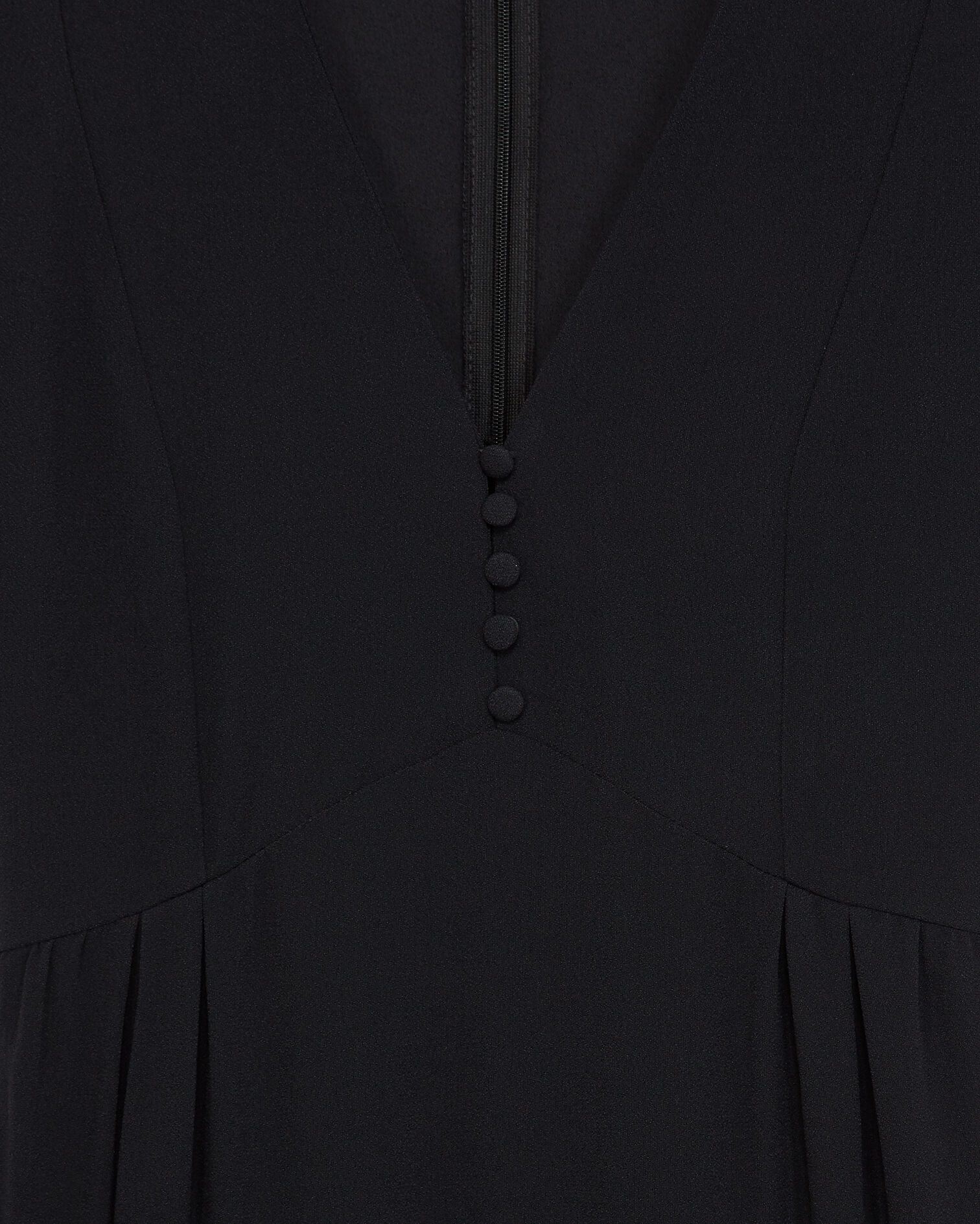 Long black dress in crepe with ruffles, BLACK, hi-res image number null