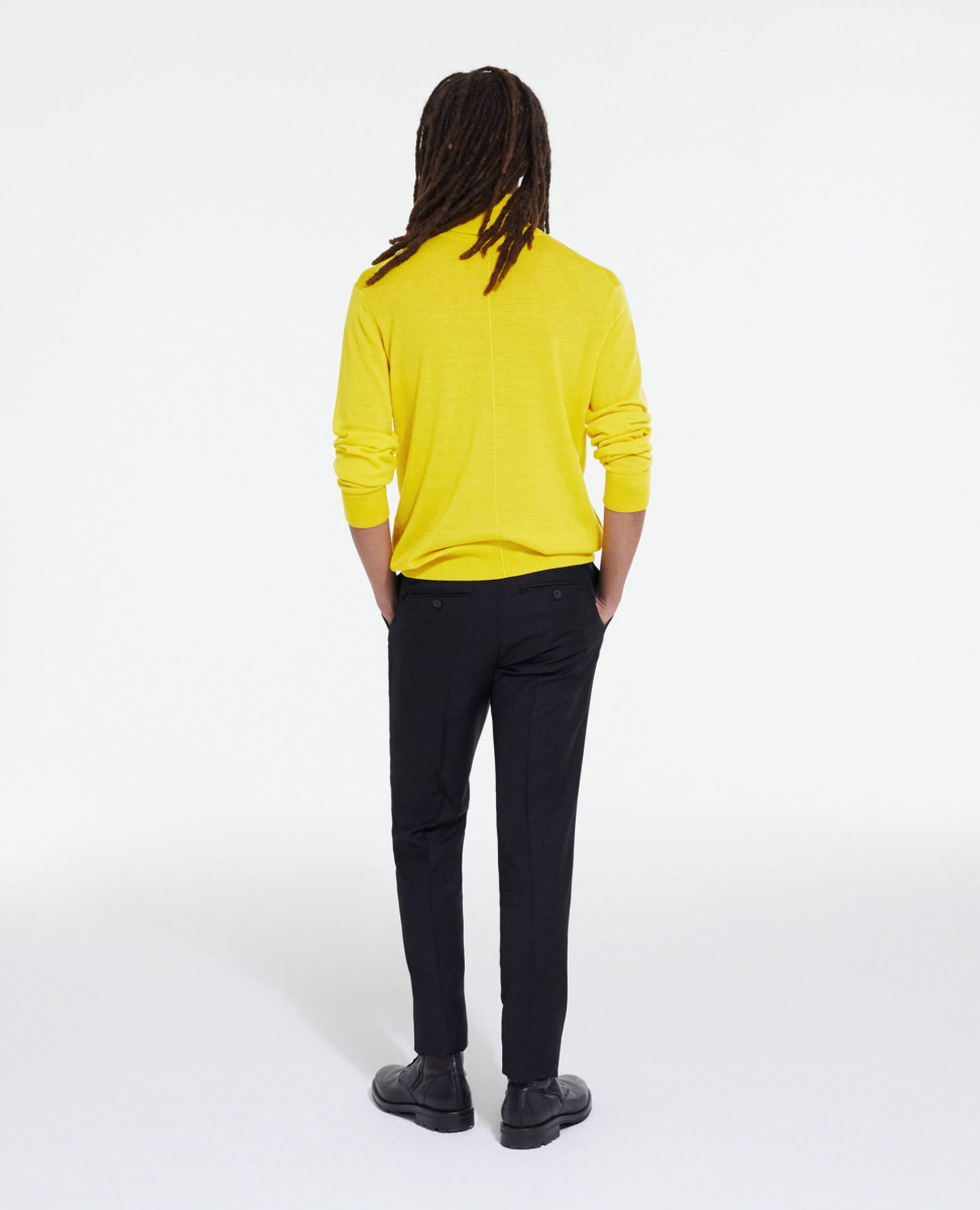 Yellow merino wool sweater, YELLOW, hi-res image number null