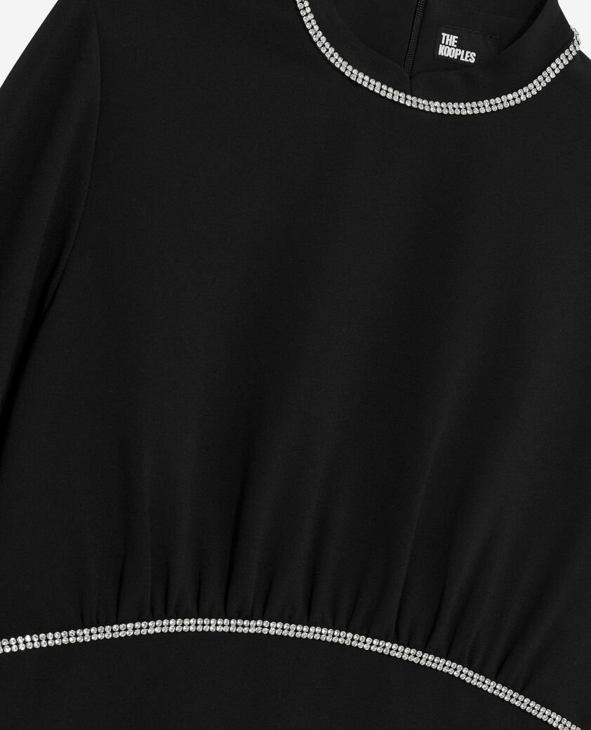 The Kooples WOMEN BLACK short dress with black rhinestone details