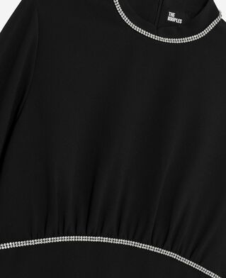 The Kooples WOMEN BLACK short dress with black rhinestone details