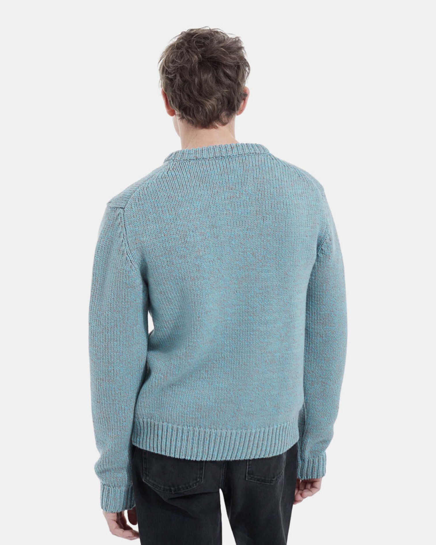 Light blue wool sweater w/ classic crew neck, MULTICOLOR BABY BLUE, hi-res image number null