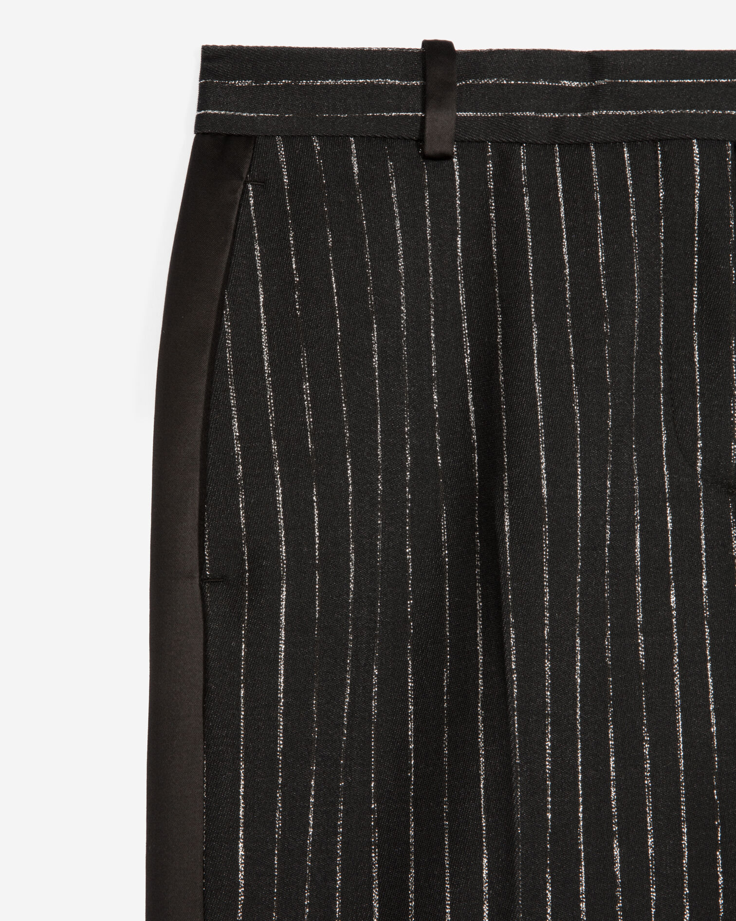 Pantalon tailleur droit à rayures noir, BLACK, hi-res image number null