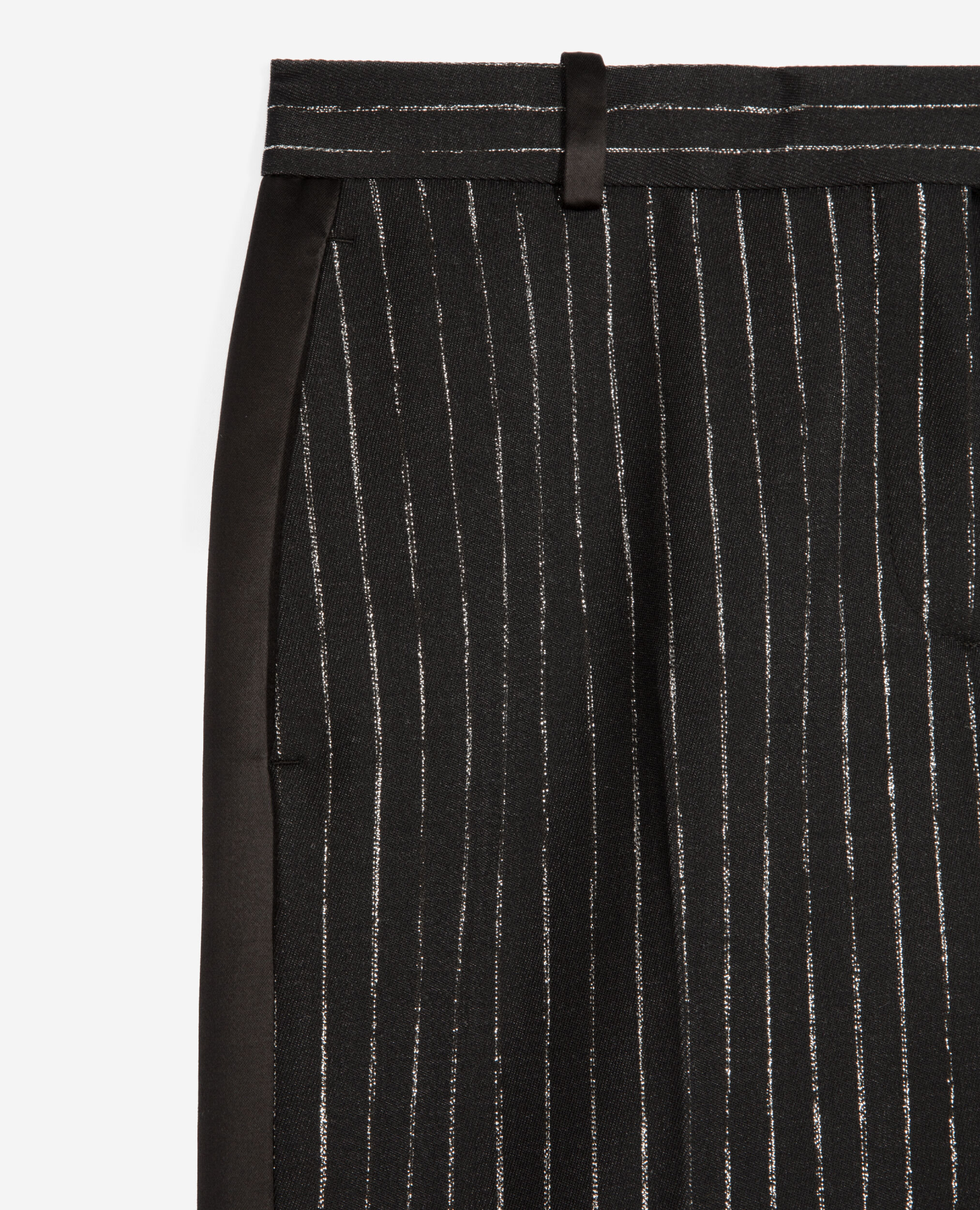 Pantalón traje recto rayas negro, BLACK, hi-res image number null