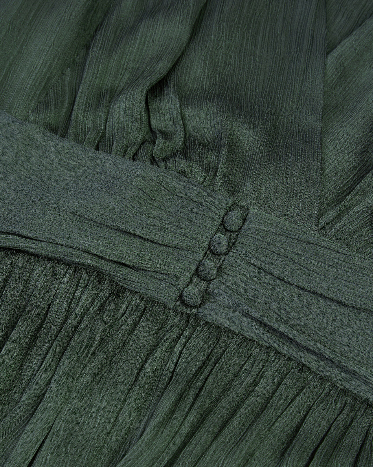 The Kooples WOMEN WOOD KAKI short green crinkle fabric dress