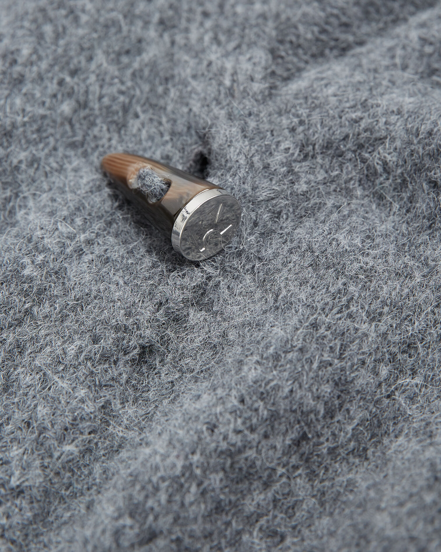 Long dark gray wool and alpaca cardigan, DARK GREY, hi-res image number null