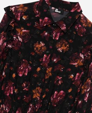 The Kooples WOMEN BLACK - RED long dress in burgundy rose print
