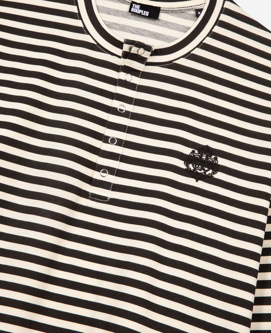 The Kooples HOMME LIGHT BEIGE t-shirt manches longues à rayures beige