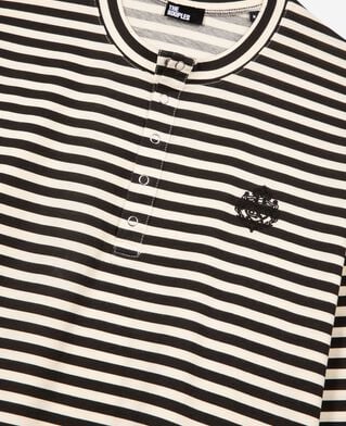 The Kooples HOMME LIGHT BEIGE t-shirt manches longues à rayures beige