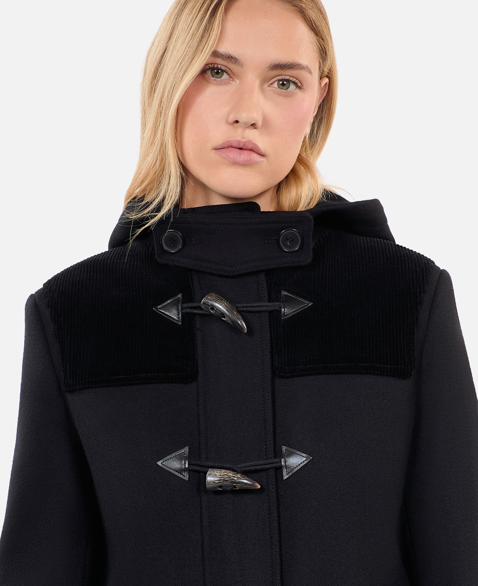 The Kooples WOMEN BLACK black hooded pea coat