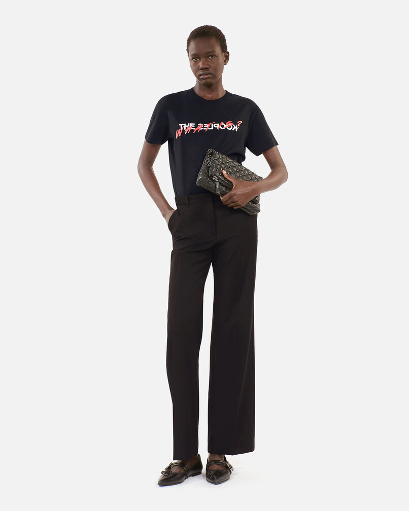The Kooples WOMEN BLACK black wool suit trousers straight cut