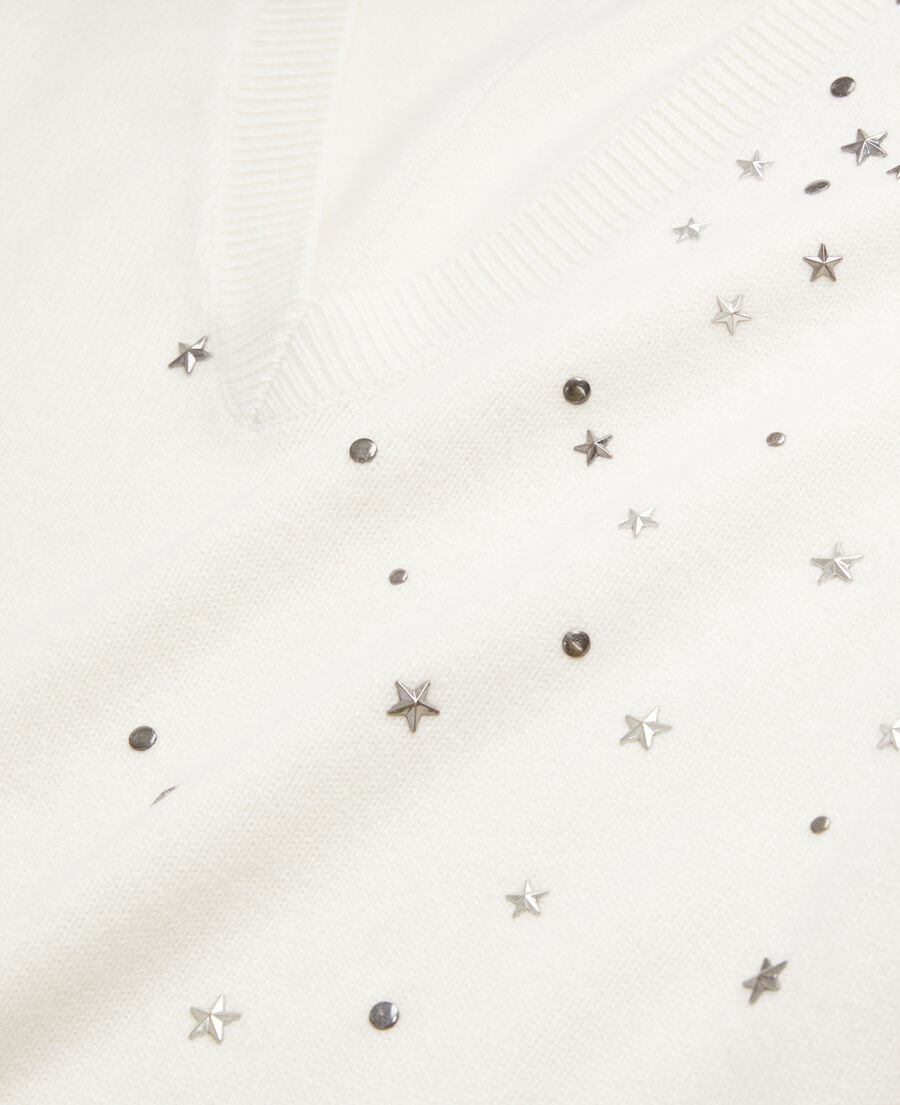 ecru sweater in cashmere-blend with stars