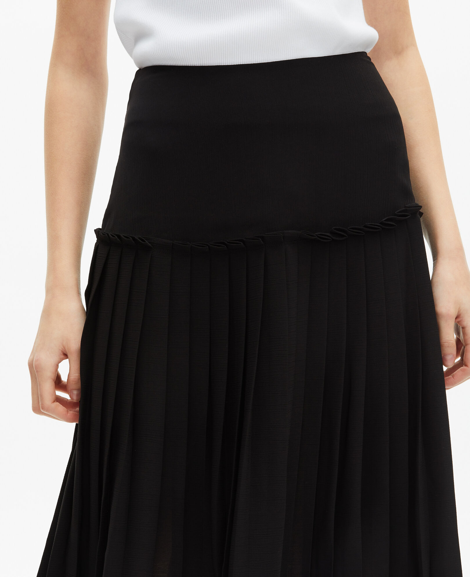 The Kooples DAMEN BLACK schwarzer midi-faltenrock