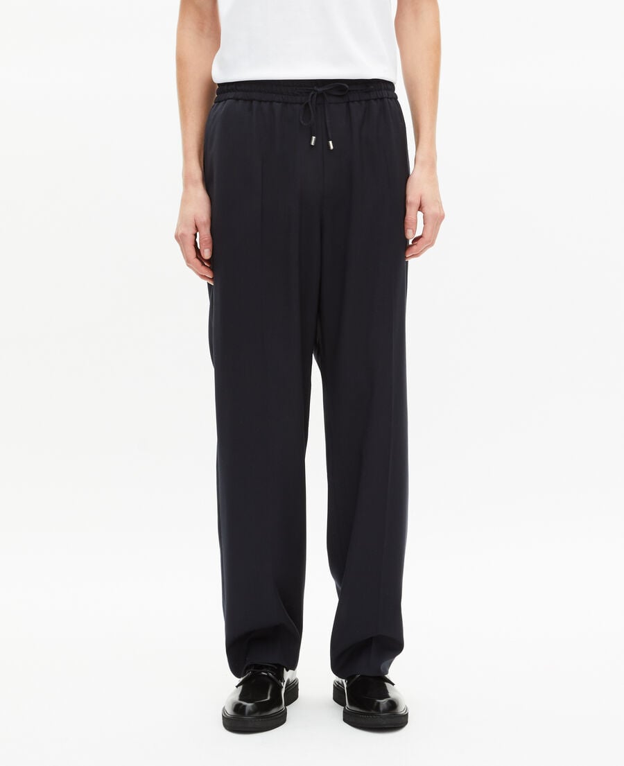 The Kooples H NAVY straight elasticated pants in navy wool
