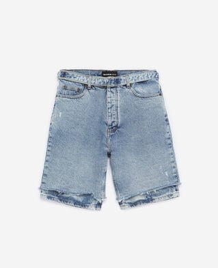 The Kooples H BLUE DENIM faded blue denim shorts 