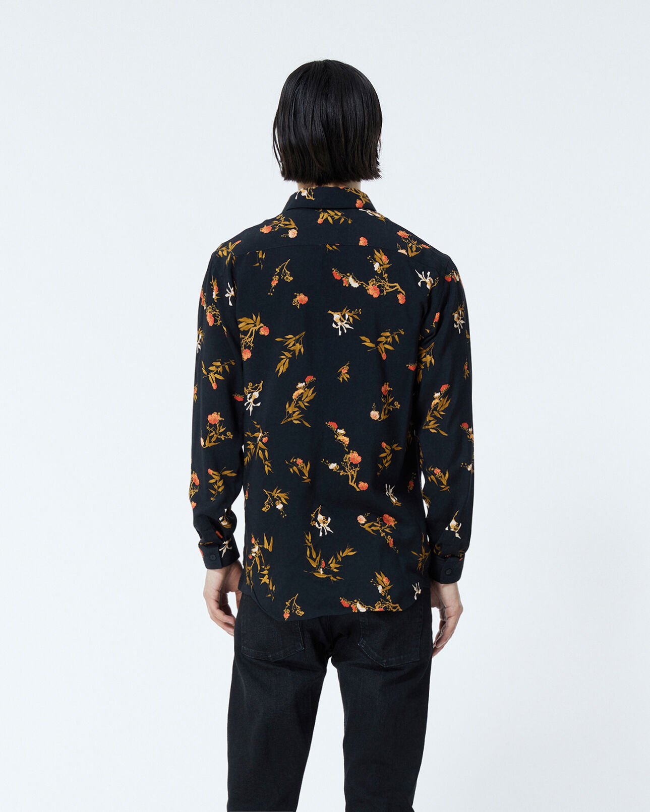 The Kooples H BLACK printed black shirt with classic collar