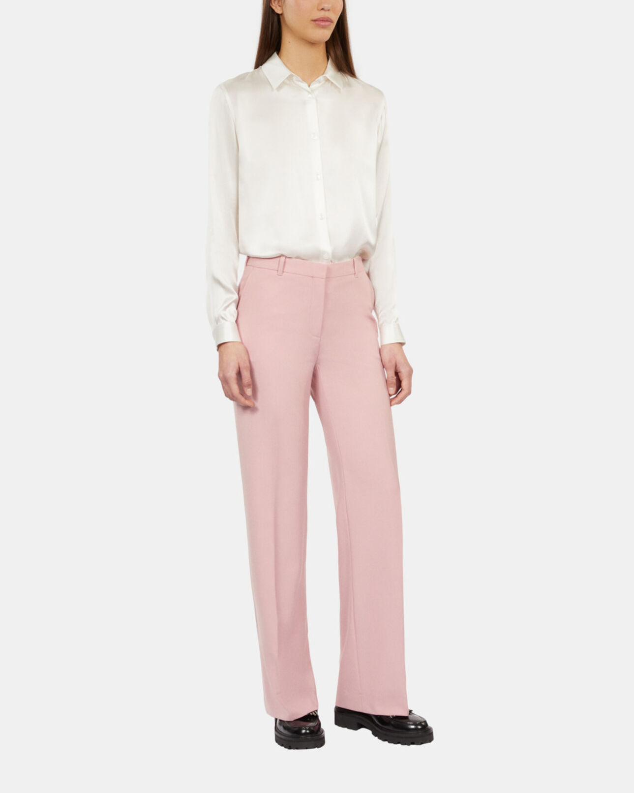 The Kooples FEMME PASTEL PINK pantalon tailleur en laine mélangée rose