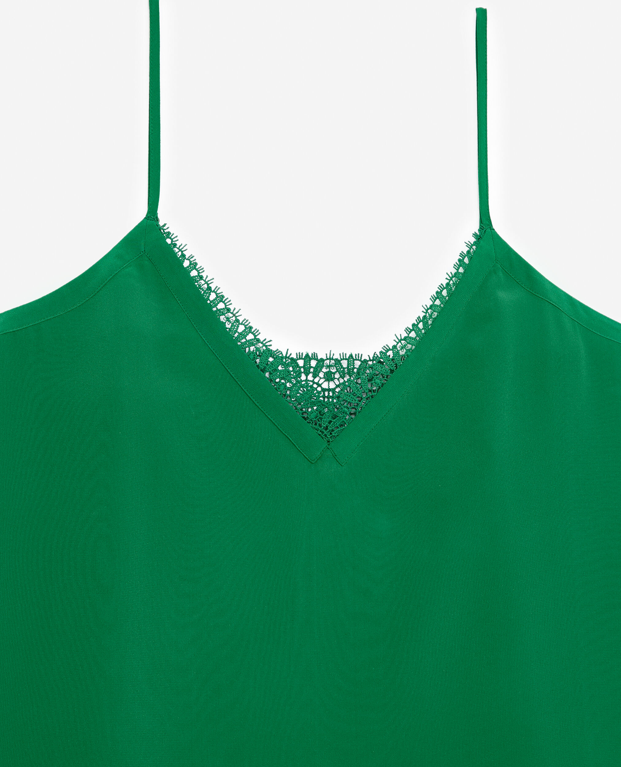 Camiseta interior verde seda encaje, GREEN, hi-res image number null