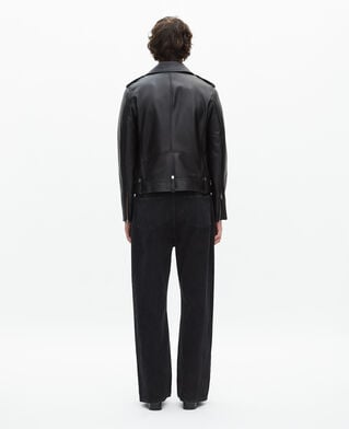 The Kooples HOMME BLACK blouson biker en cuir noir