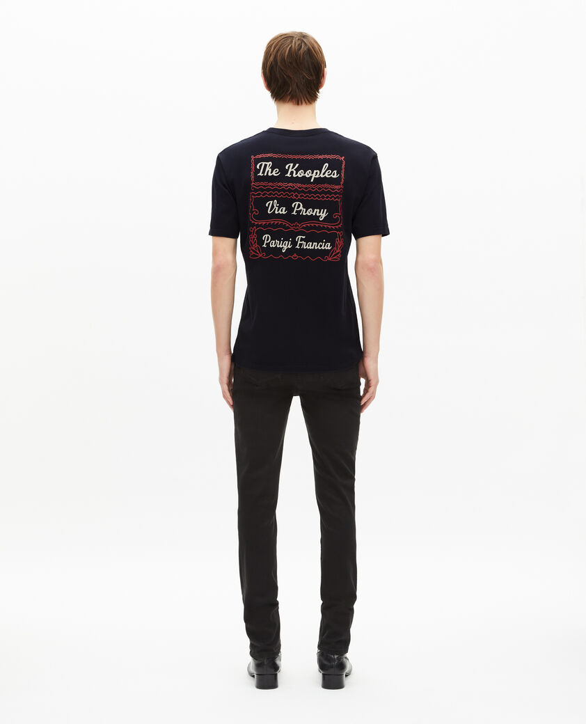 The Kooples HOMME DARK NAVY t-shirt avec s&eacute;rigraphie via prony marine