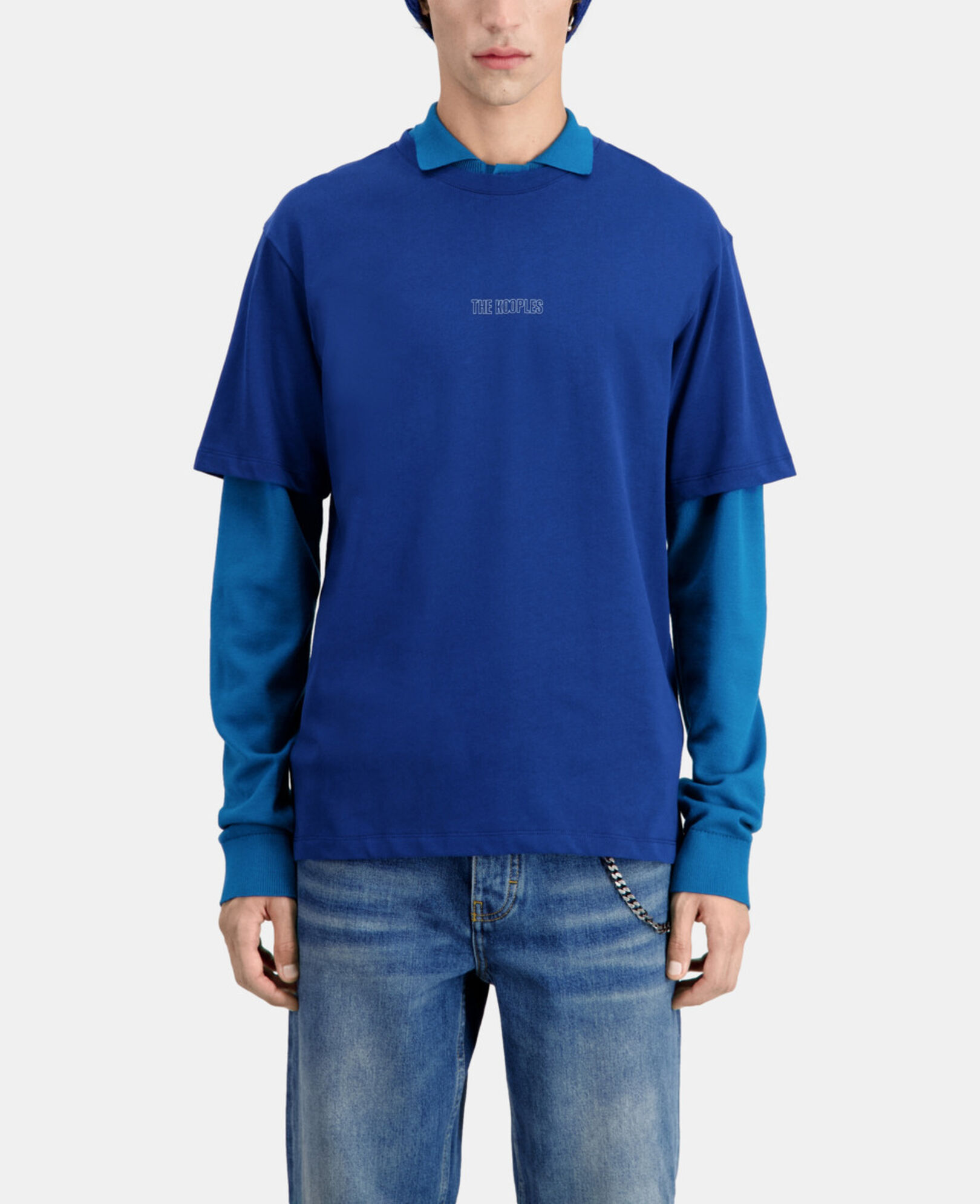 The Kooples MEN ROYAL BLUE - DARK NAVY men's bright blue logo t-shirt