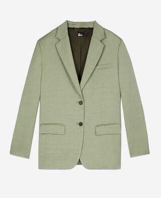 The Kooples WOMEN KAKI GREY light green linen suit jacket
