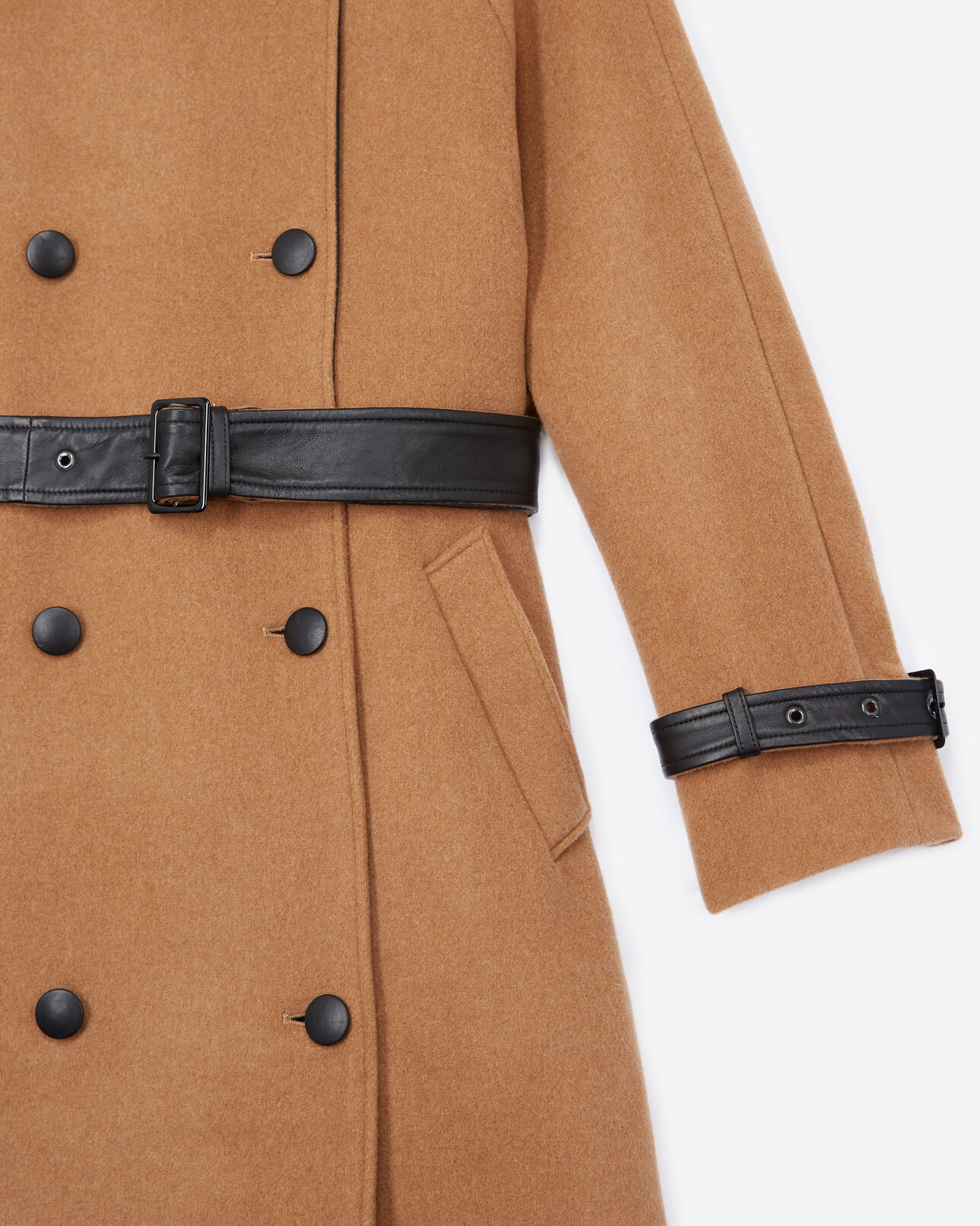 The Kooples DAMEN CAMEL wollmantel beige trenchcoat-stil