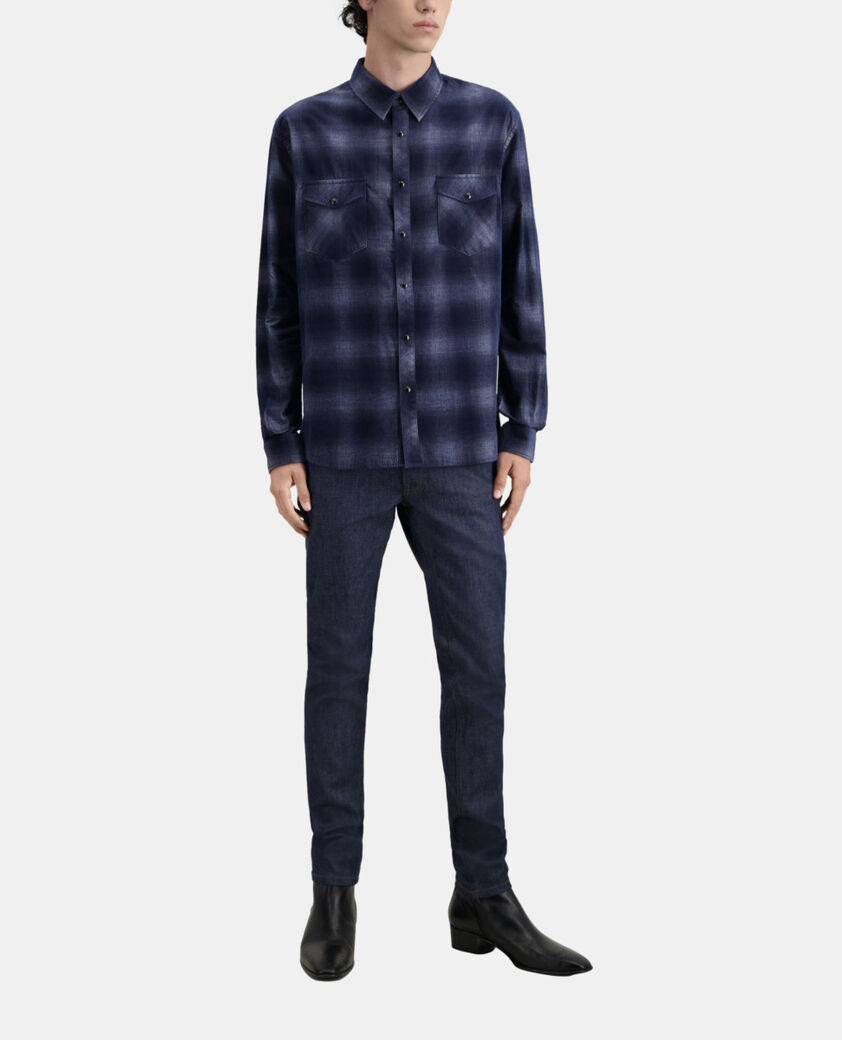 The Kooples HOMME NAVY chemise à carreaux bleus