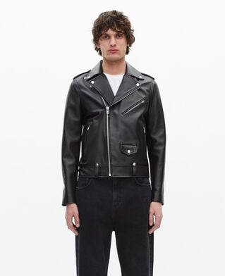 The Kooples HOMME BLACK blouson biker en cuir noir