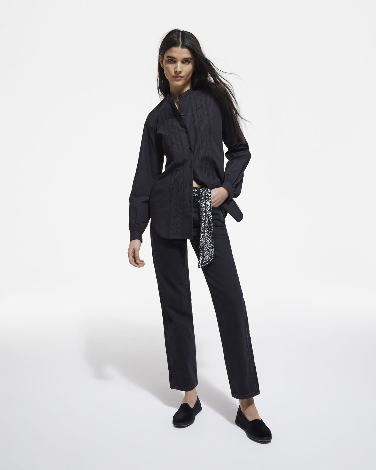 The Kooples FEMME BLACK chemise brodée noire
