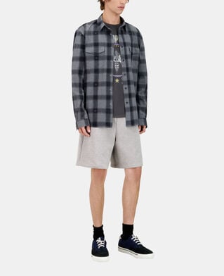 The Kooples HOMME BLACK GREY chemise à carreaux avec têtes de mort gris