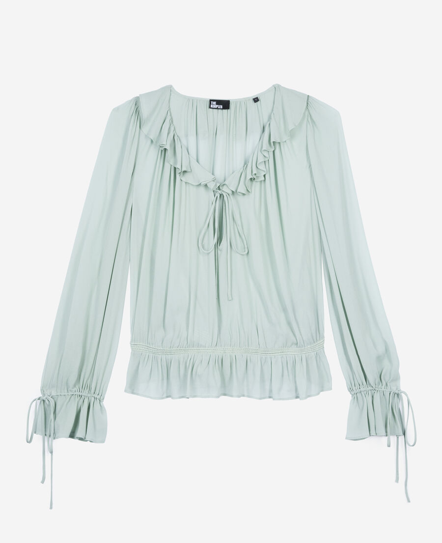 The Kooples F BLUE/GREEN blue blouse with ruffles