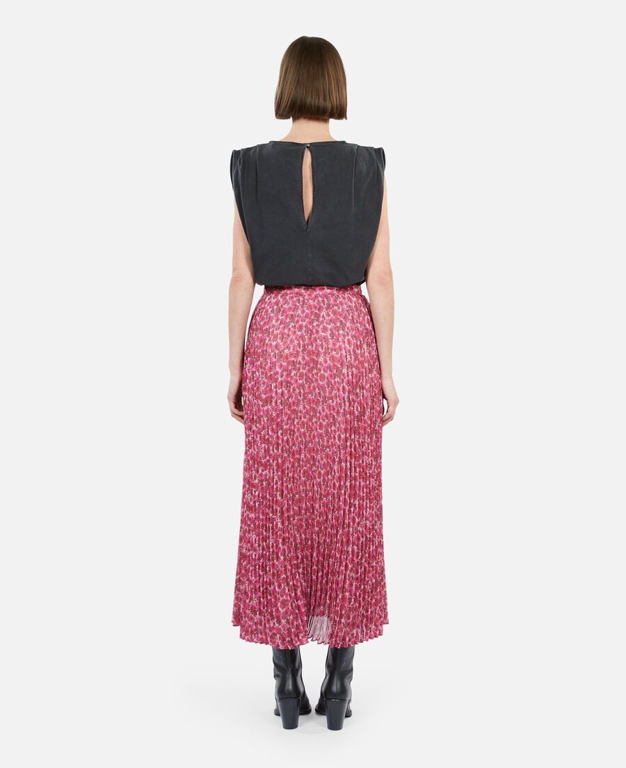 printed pleated long skirt